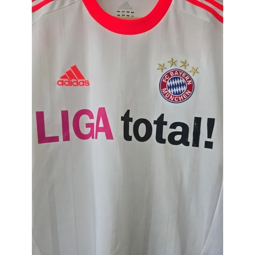 Adidas Bayern Munich Jersey 2012 Liga Total Sponsor White Pink Away Men’s Small